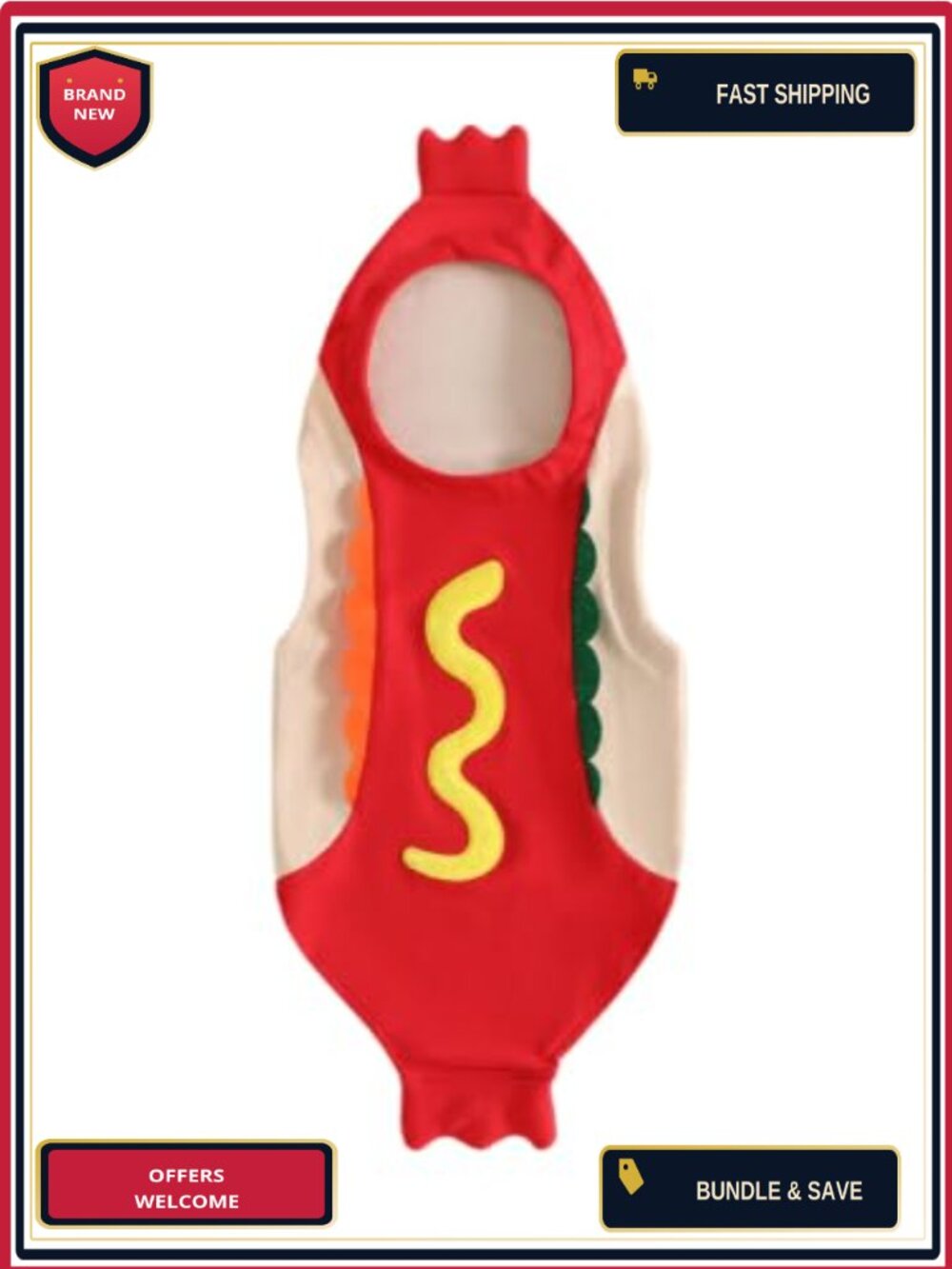 Toddler Hot Dog Costume Hooded Romper Kids Halloween Food Outfit